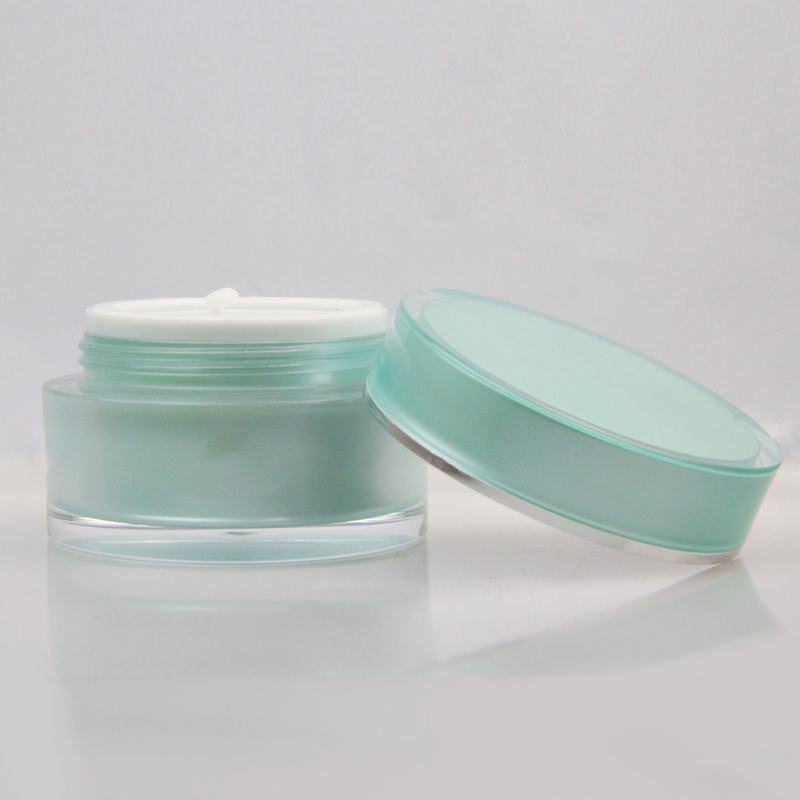 Stock Empty 30g New Style Green Face Cream Acrylic Cosmetic Jar with Skin Care Cream