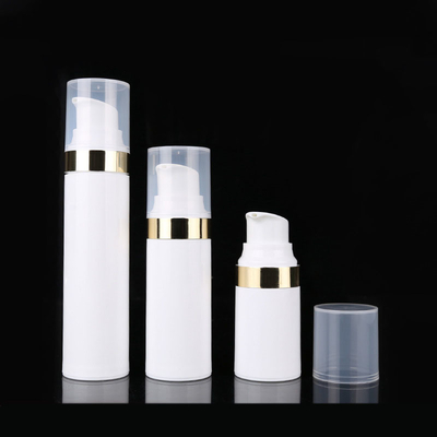 Cylindrical 15ML White PP Plastic Airless Pump Bottle With Snap Lotion Pump