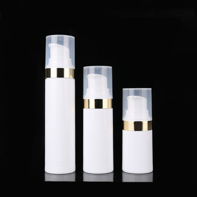 Cylindrical 15ML White PP Plastic Airless Pump Bottle With Snap Lotion Pump