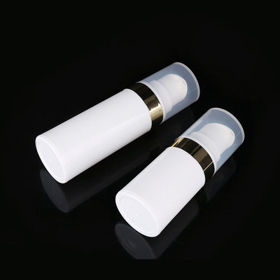 Cylindrical 15ML White PP Plastic Airless Pump Bottle With Snap Lotion Pump