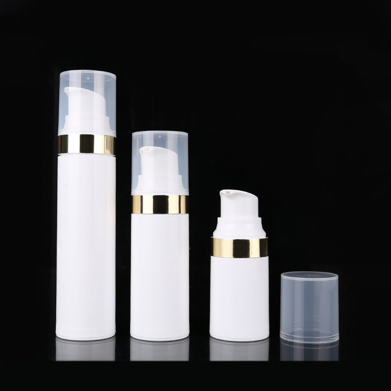 Cylindrical 15ML White PP Plastic Airless Pump Bottle With Snap Lotion Pump