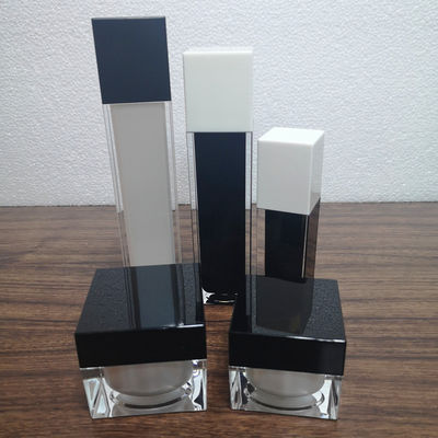 人気 20g 30g 50g ホワイトプラスチック アクリル 黒キャップ 四角形 双壁化粧品 メーカー 皮膚ケア クリームボトル